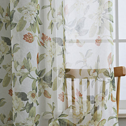 Refresh Floral Rod Pocket Cotton Linen Curtain - image 5