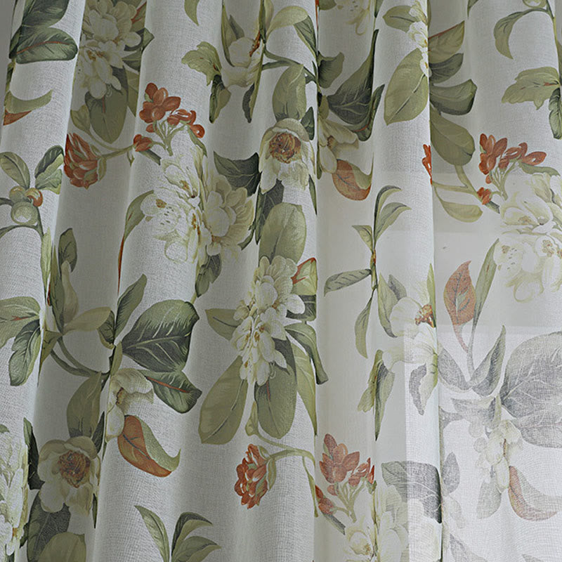 Refresh Floral Rod Pocket Cotton Linen Curtain - image 6