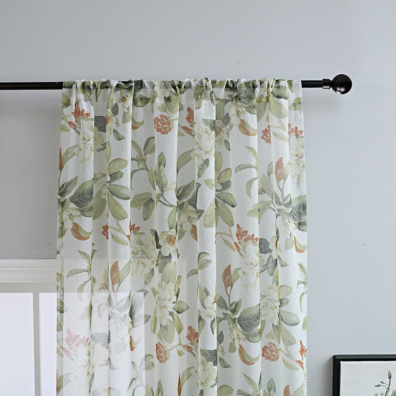 Refresh Floral Rod Pocket Cotton Linen Curtain - image 3