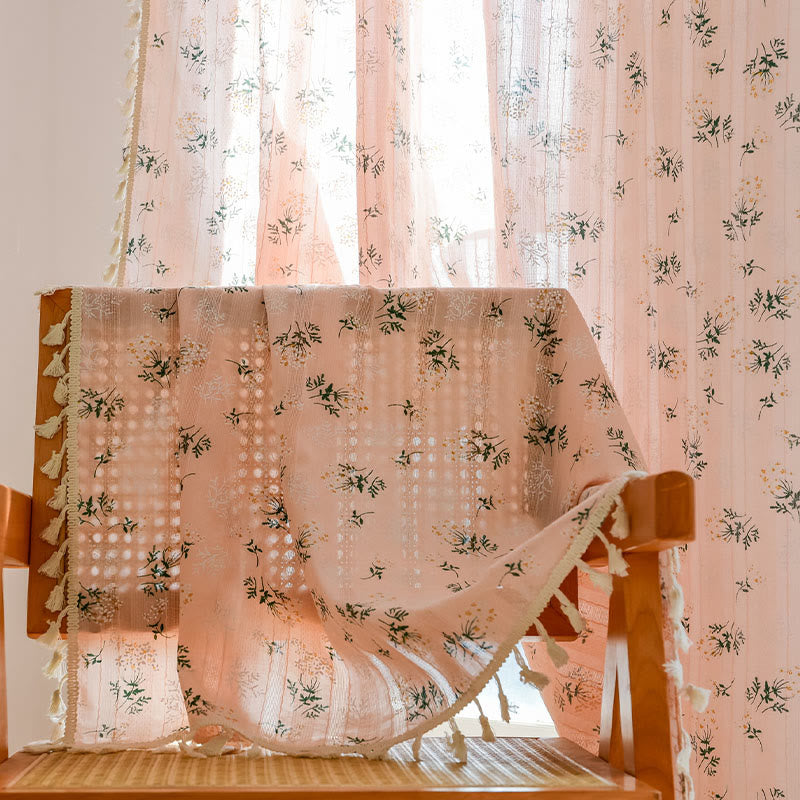 Refresh Floral Tassel Cotton Sheer Curtain - image 13