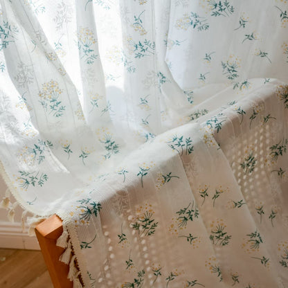 Refresh Floral Tassel Cotton Sheer Curtain - image 6