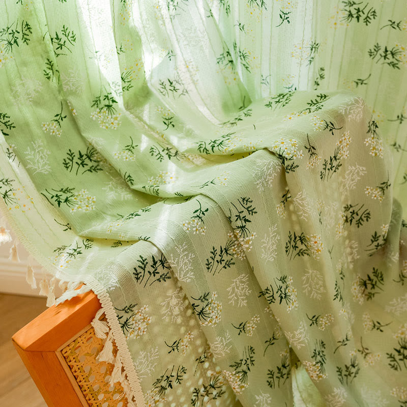 Refresh Floral Tassel Cotton Sheer Curtain - image 32