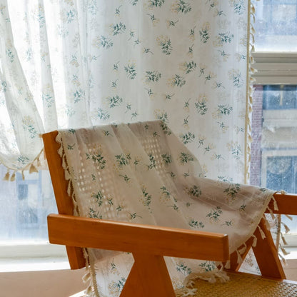 Refresh Floral Tassel Cotton Sheer Curtain - image 4