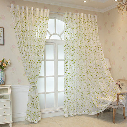 Cottage Style Green Leaf Sheer Curtain - image 2