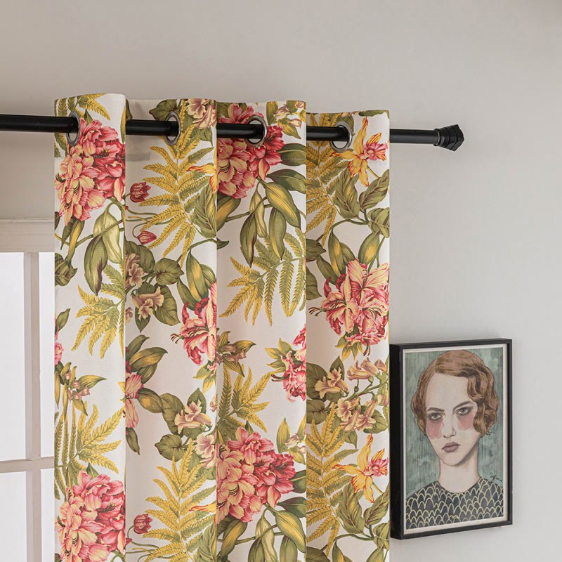 Cottage Style Floral & Leaf Curtain - image 7