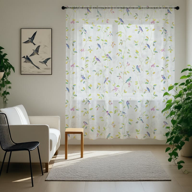 Country Style Bird & Leaf Curtain - image 2