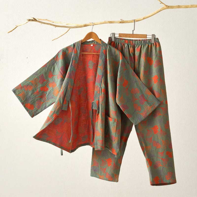 Ginkgo Cotton Gauze Kimono Loungewear Set - image 3