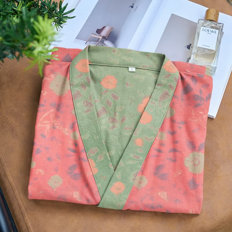 Double Gauze Floral Cotton Kimono Robe - image 3
