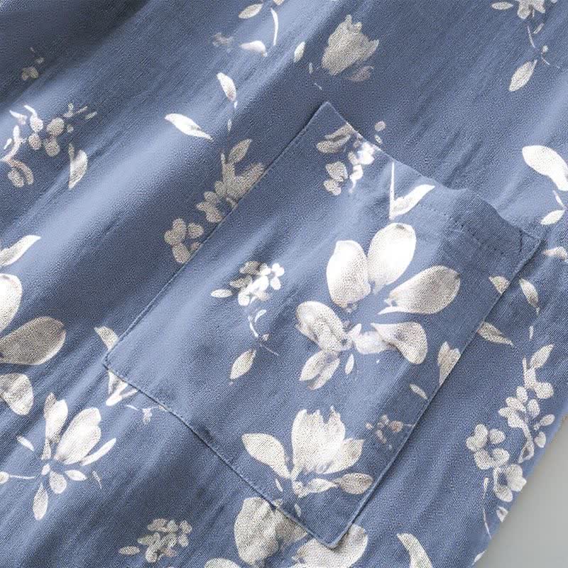 Double Gauze Elegant Floral Cotton Kimono Robe - image 11