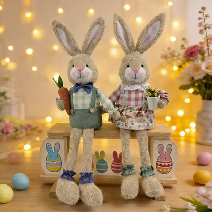 Country Style Sitting Bunny Plush Figurine - image 3
