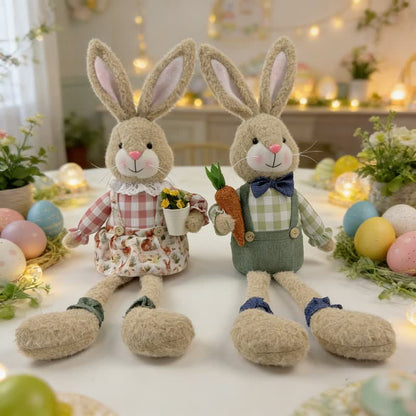 Country Style Sitting Bunny Plush Figurine - image 6