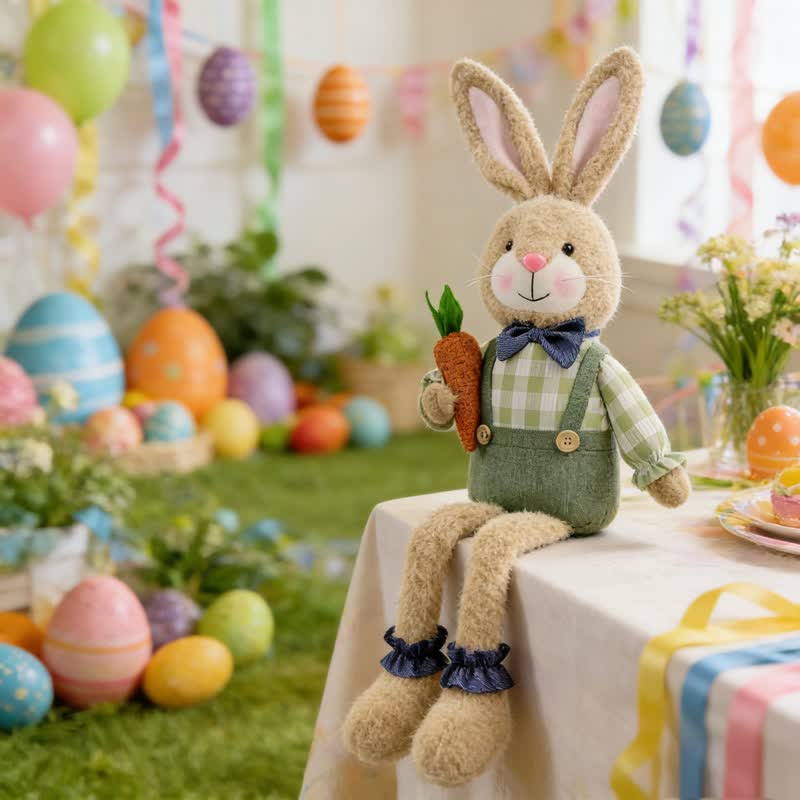 Country Style Sitting Bunny Plush Figurine - image 11