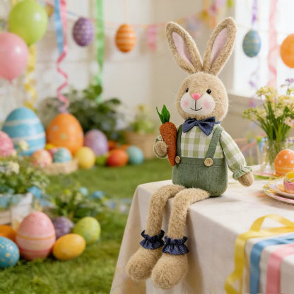 Country Style Sitting Bunny Plush Figurine - image 11