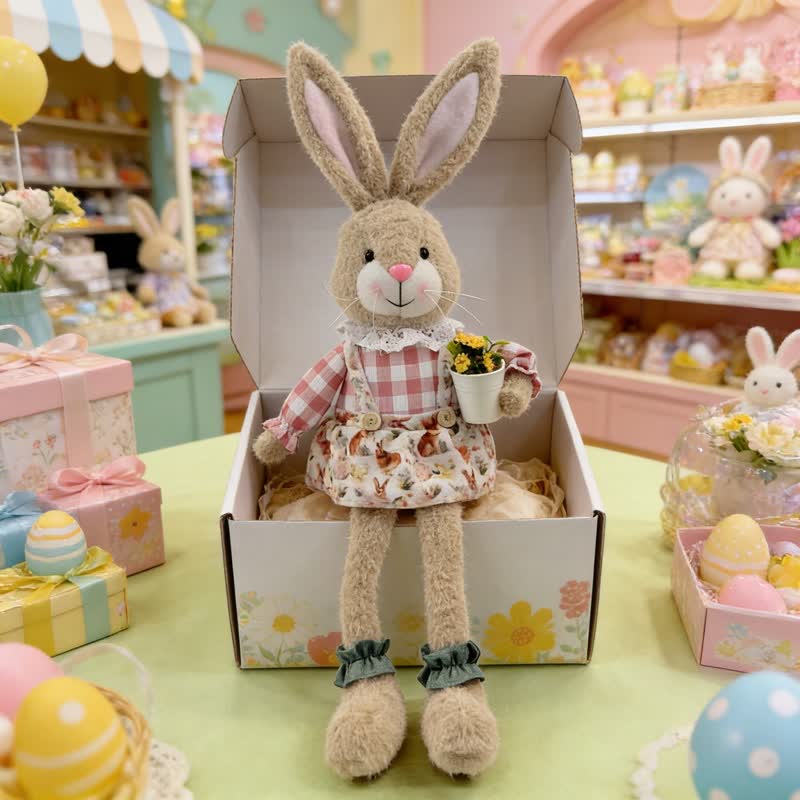 Country Style Sitting Bunny Plush Figurine - image 14