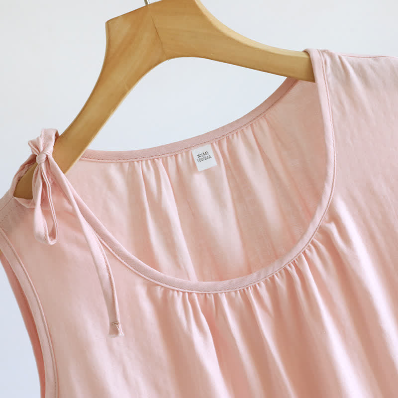 Minimalist Solid Color Cotton Sleeveless Nightgown - image 8
