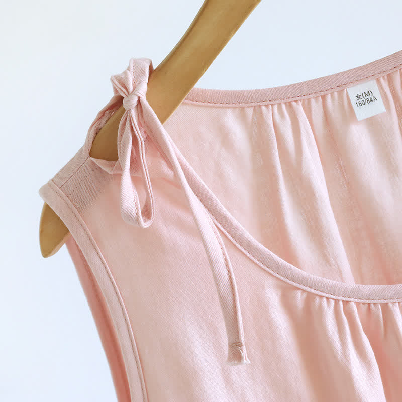 Minimalist Solid Color Cotton Sleeveless Nightgown - image 10