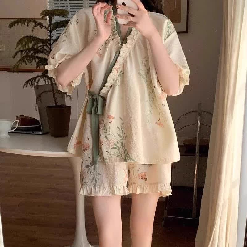 Rustic Butterfly & Leaf Ruffle Sleeve Pajamas - image 3