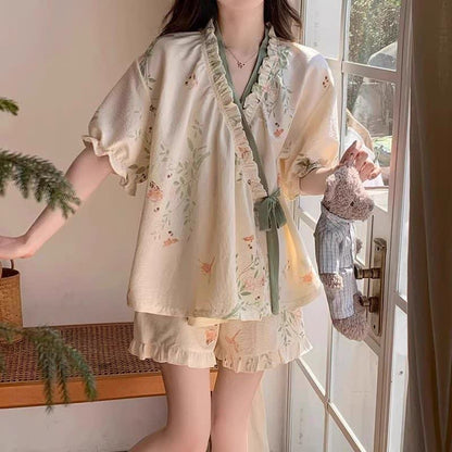 Rustic Butterfly & Leaf Ruffle Sleeve Pajamas - image 4