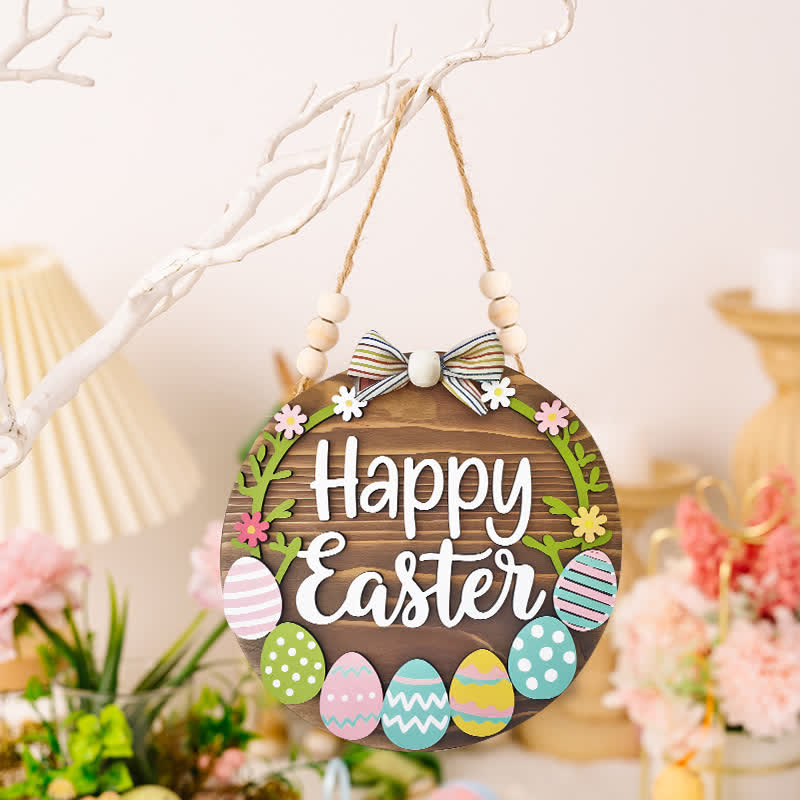 Easter Bunny & Egg Wooden Door Hanger - Brown - 7.9" - image 5