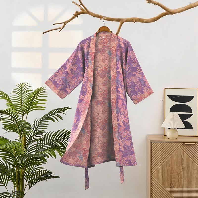 Botanical Lavender Cotton Double Gauze Robe - image 1