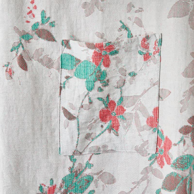 Vintage Floral Cotton Gauze Kimono Robe - image 12