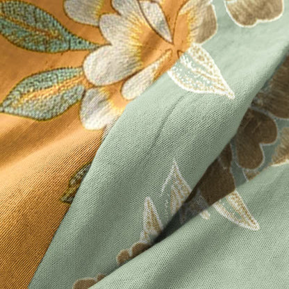 Yellow Peony Cotton Gauze Kimono Robe - image 5