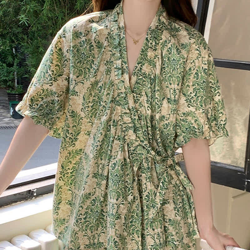 Refresh Green Floral Ruffle Sleeve Pajamas - image 3