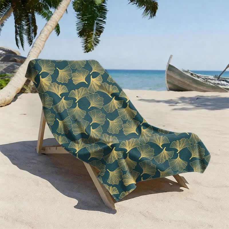 Artistic Line Art Ginkgo Beach Towel - image 13