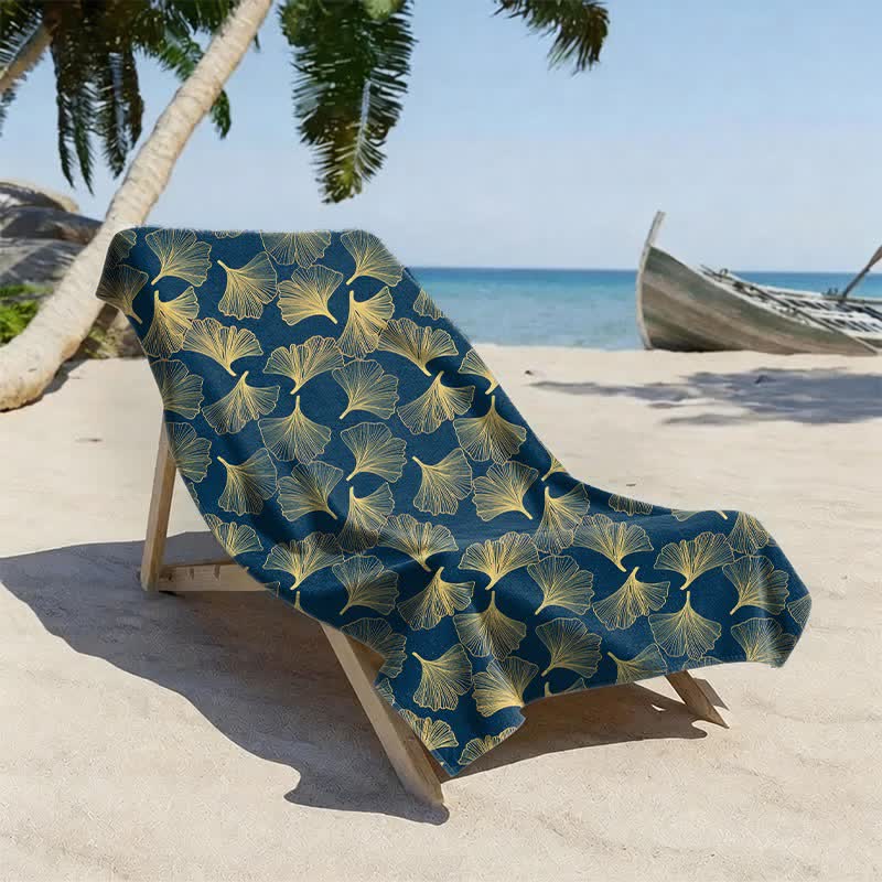Artistic Line Art Ginkgo Beach Towel - image 1