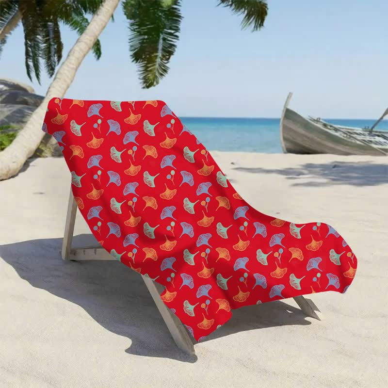 Botanical Ginkgo Leaf Beach Towel - image 9