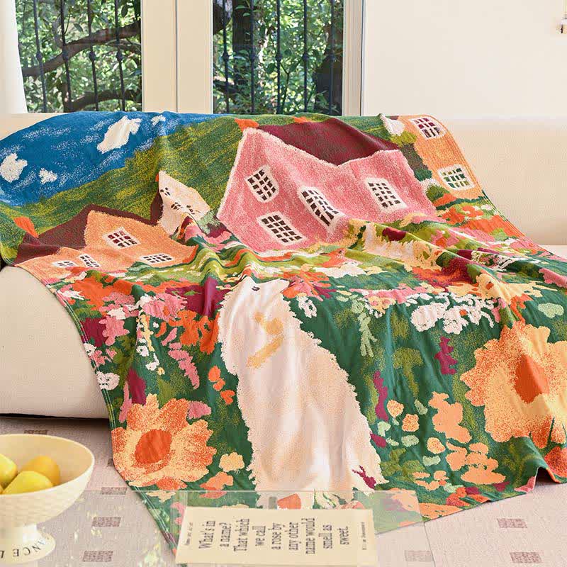 Charming Spring Village Cotton Blanket - image 2