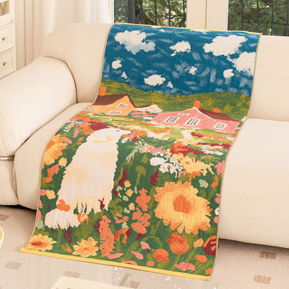 Charming Spring Village Cotton Blanket - 29" W× 62"L - image 1