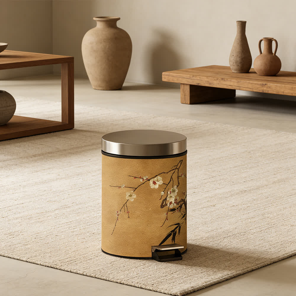 Oriental Plum Blossom Leather Trash Can - image 5