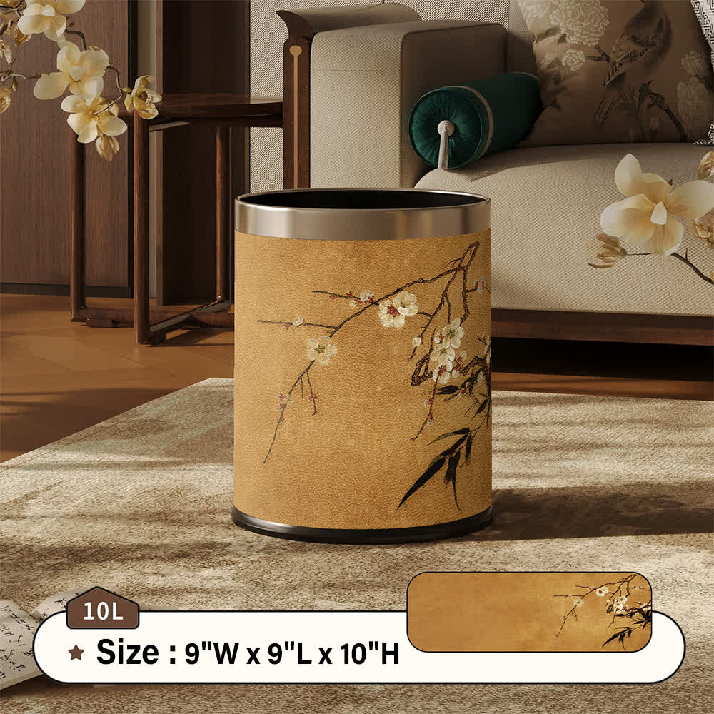 Oriental Plum Blossom Leather Trash Can - Standard - 9"W x 9"L x 10"H - image 3