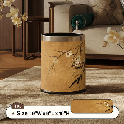 Oriental Plum Blossom Leather Trash Can - Standard - 9"W x 9"L x 10"H - image 3