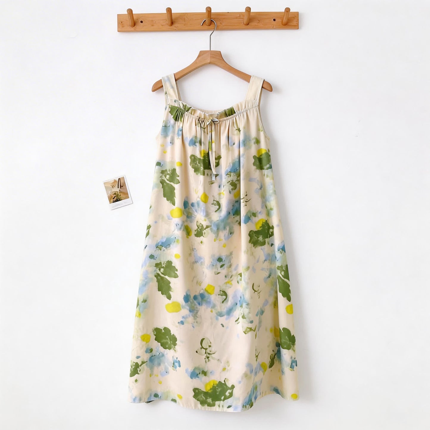 Watercolor Ink Ruffle Neck Sleeveless Nightgown - image 1