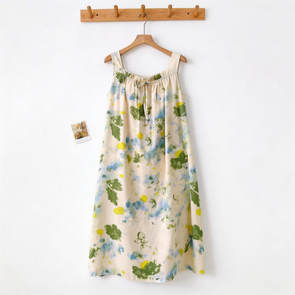 Watercolor Ink Ruffle Neck Sleeveless Nightgown - image 1