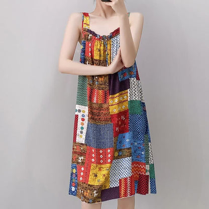 Vintage Mixed Print Sleeveless Nightgown - image 4