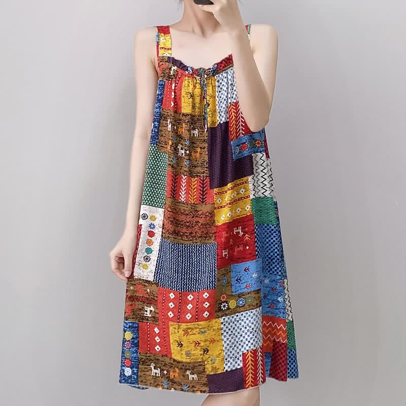 Vintage Mixed Print Sleeveless Nightgown - image 3