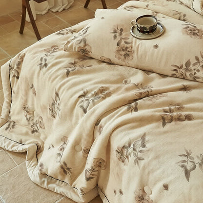 Soft Watercolor Floral Cotton Linen Quilt - image 7