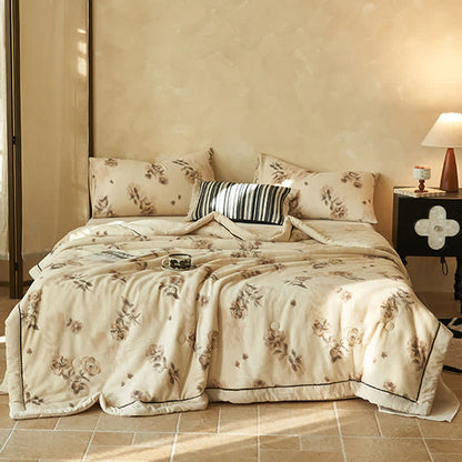 Soft Watercolor Floral Cotton Linen Quilt - image 2