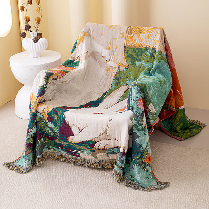 Mushroom & Bunny Cotton Gauze Quilt Blanket - image 2