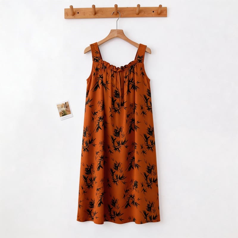 Vintage Bamboo Print Sleeveless Nightgown - image 1