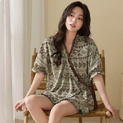 Boho Style Ruffle Sleeve Pajama Set - image 3
