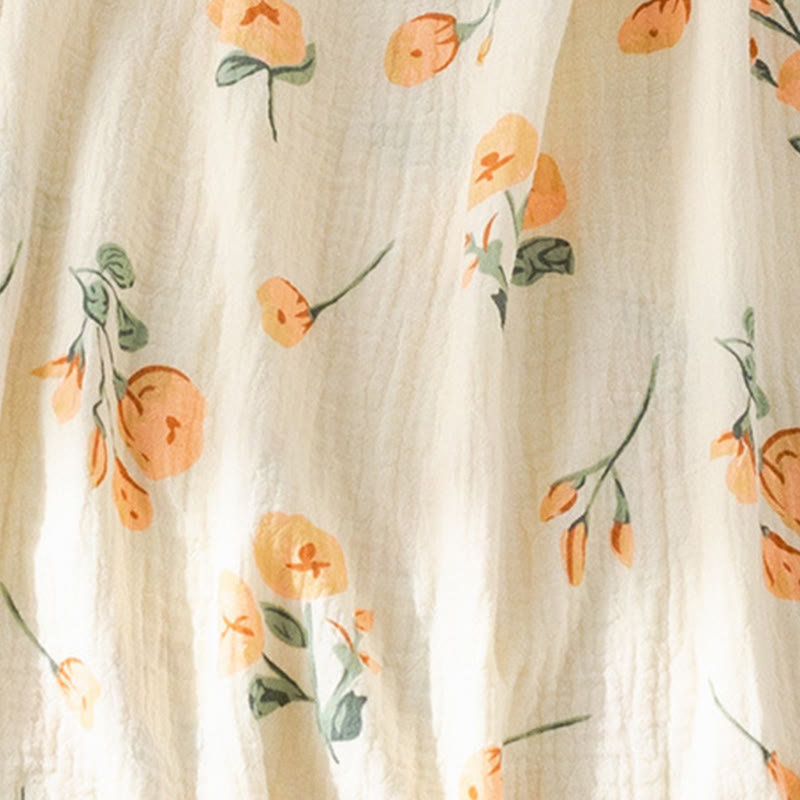Orange Floral Cotton Gauze Camisole Nightgown - image 7