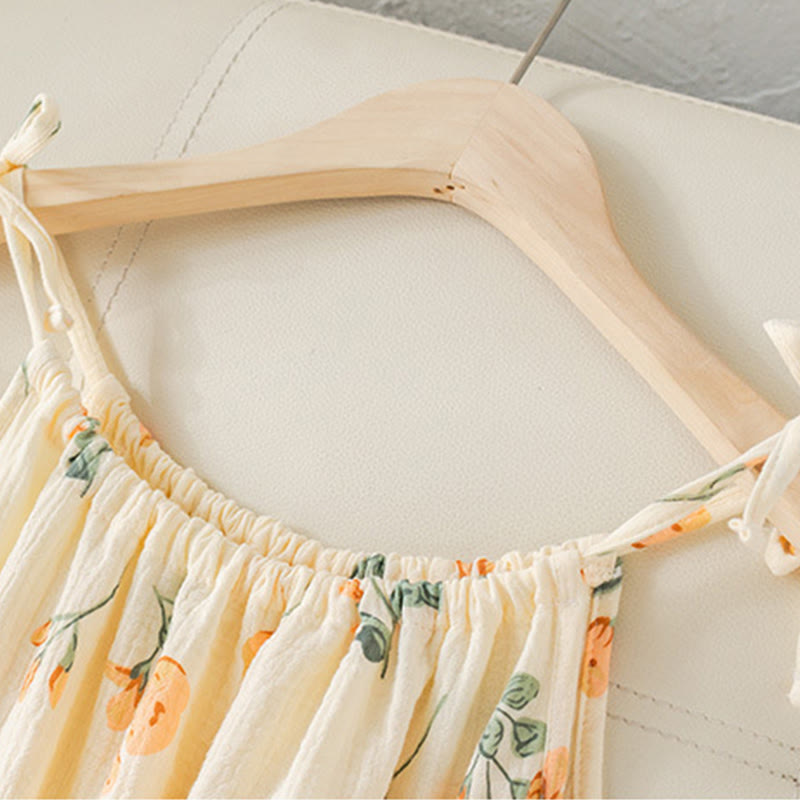 Orange Floral Cotton Gauze Camisole Nightgown - image 4