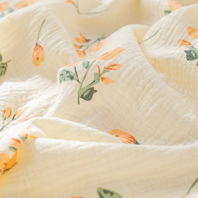Orange Floral Cotton Gauze Camisole Nightgown - image 5