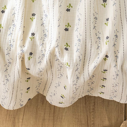 Striped Floral Cotton Gauze Camisole Nightgown - image 8