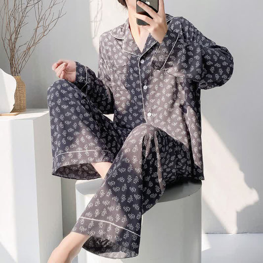 Vintage Rustic Floral Pajama Set - Navy Blue - XXL - image 0