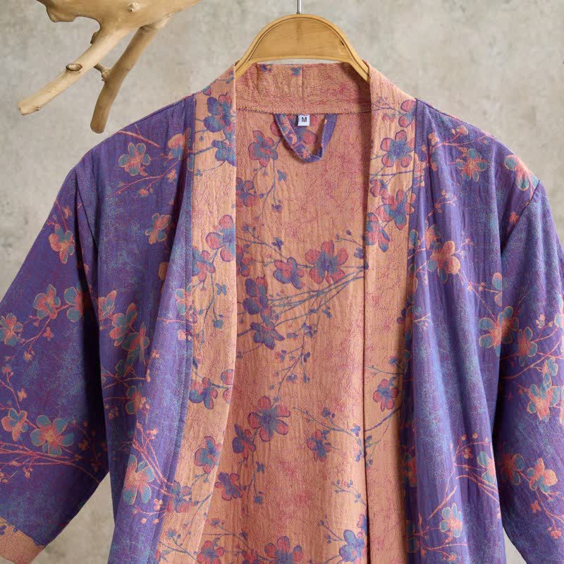 Branch & Floral Short Sleeve Cotton Robe - image 1
